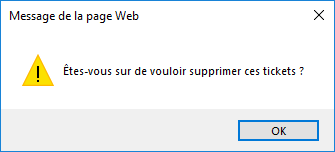 Popup de confirmation de suppression