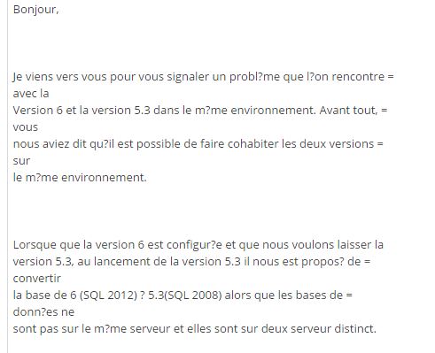 capture d'écran du ticket crée à partir de l'email