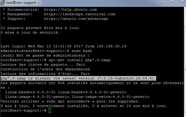 php7.0-imap installé